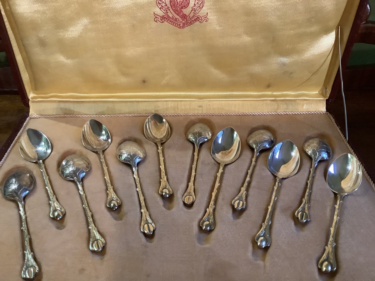 12 cucchiaini da caffè in argento epoca 1900 Francia-photo-2